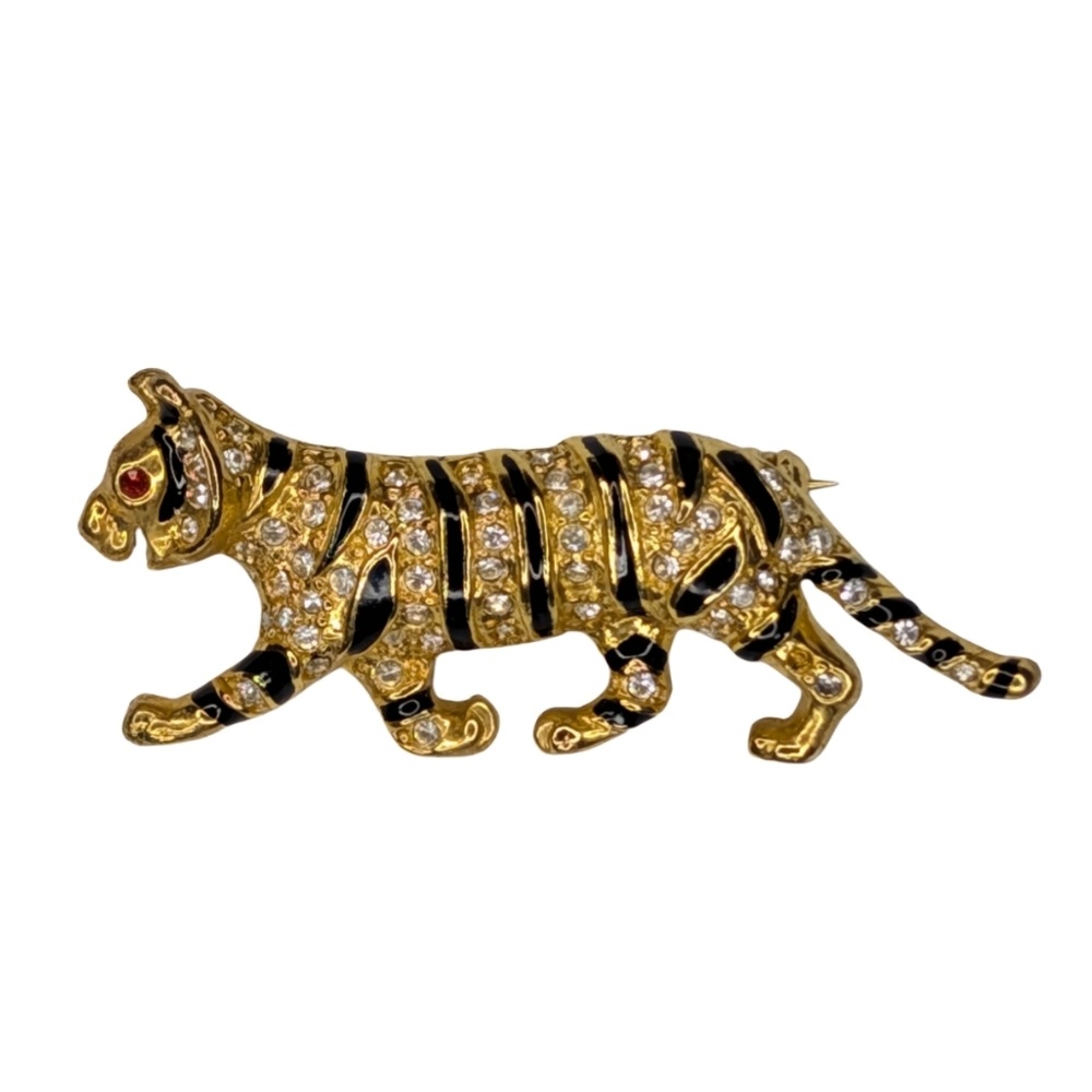 Vintage Tiger Gold‎ Hue Metal Gem Stone Details